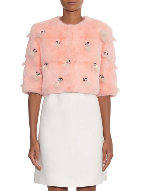 pink furry fendi jacket|Fendi.